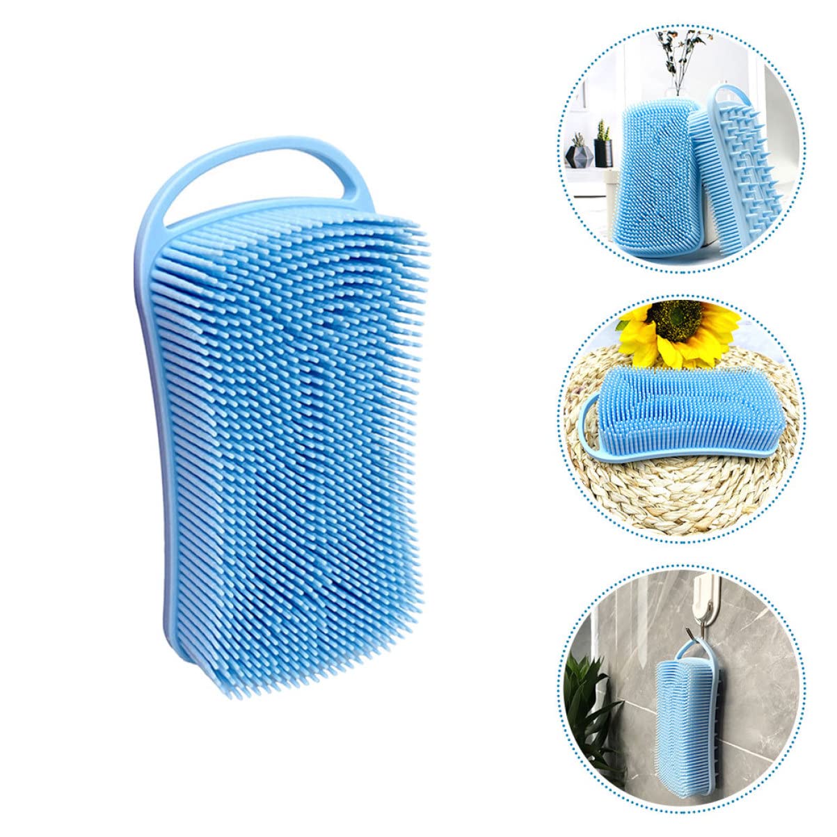 FRCOLOR 5pezzi Spazzola Da Bagno Silicone Per Massaggio e Pulizia Strumento Esfoliante Con Gancio Appeso Per Uso Domestico e Del Corpo