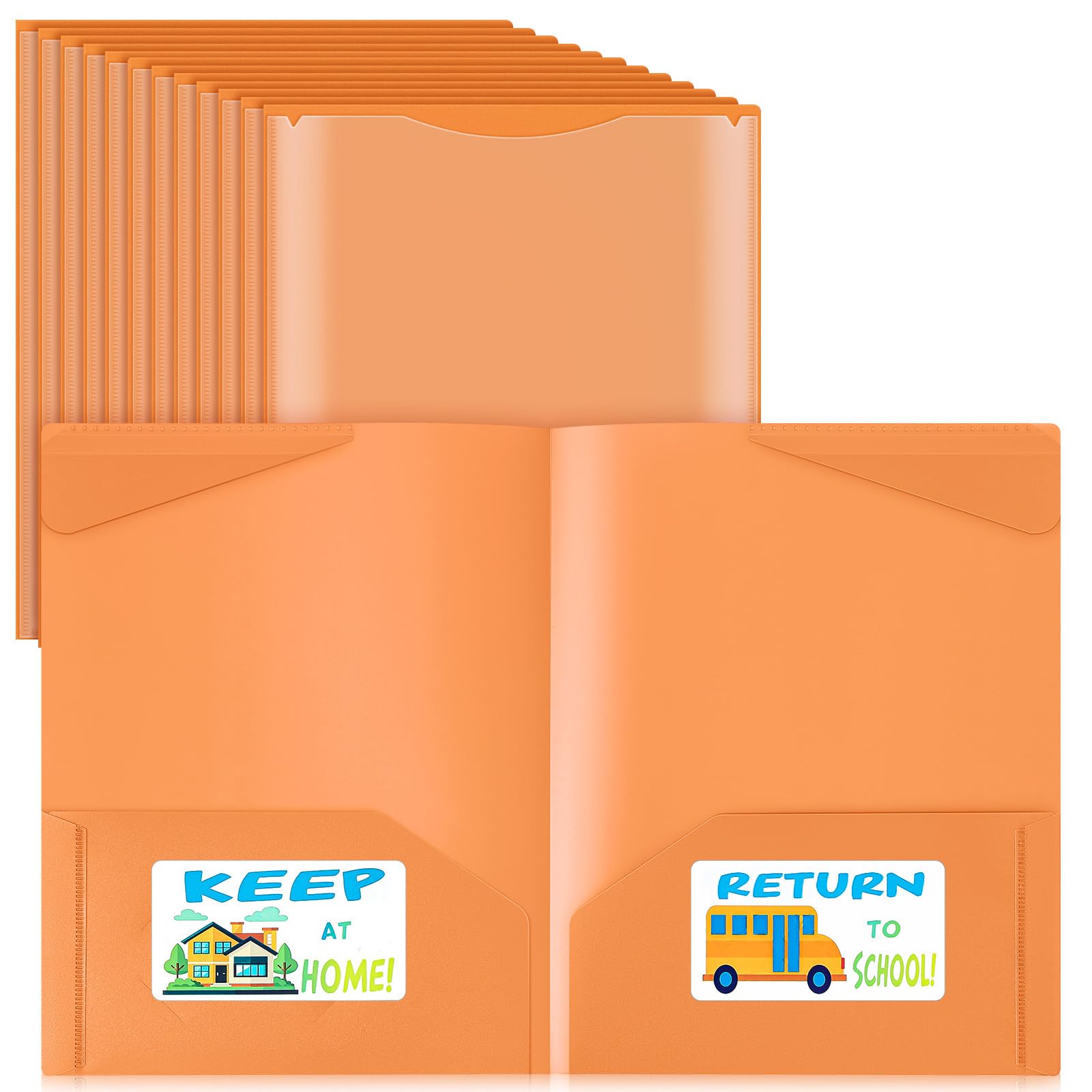 Henoyso 48 Pack Take Home Folders with Clear Front Pocket, Orange
