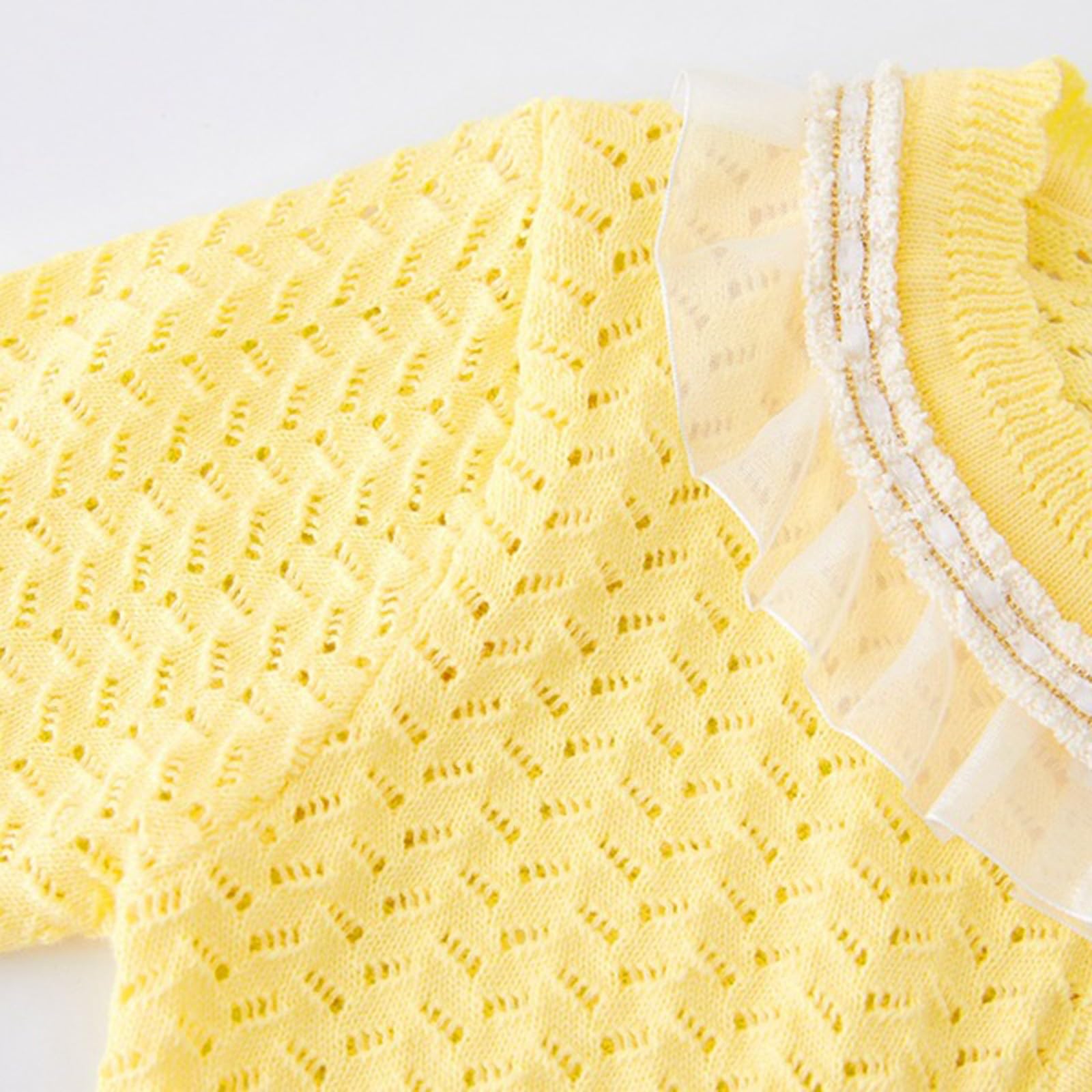 Generisch Bolero de punto para niñas como regalo, bonita chaqueta con volantes para niños | Bolero niña regalo cumpleaños Pascua cárdigan práctico y bonito