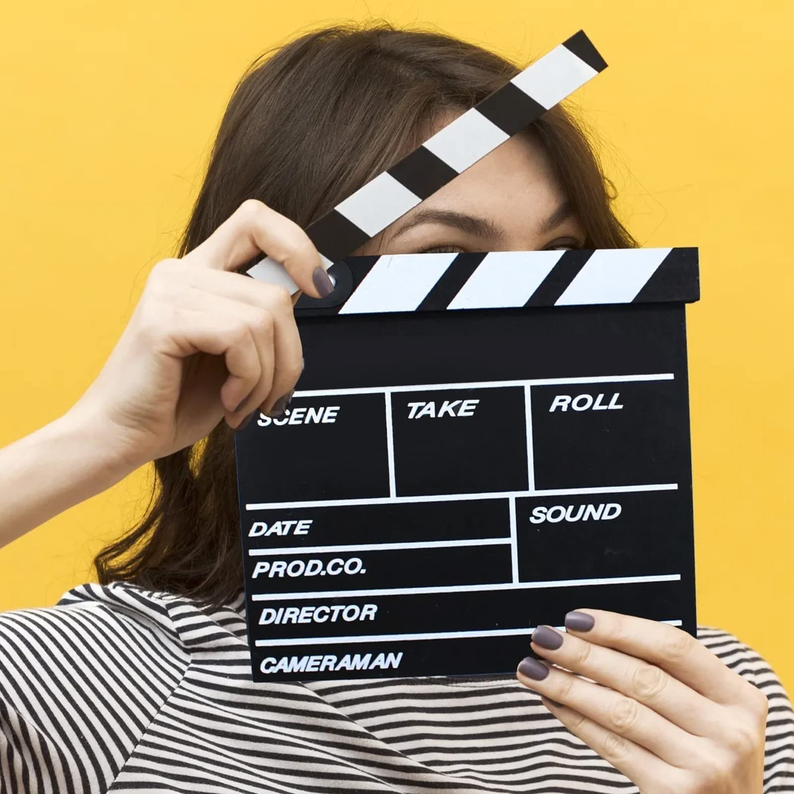 Film Film Clap Board, 20 X 20cm Noir Bois Clap Clap Clap Board Bois Film Film Clapboard Scène d'action Slateboard pour Hollywood Camera Film Studio Film