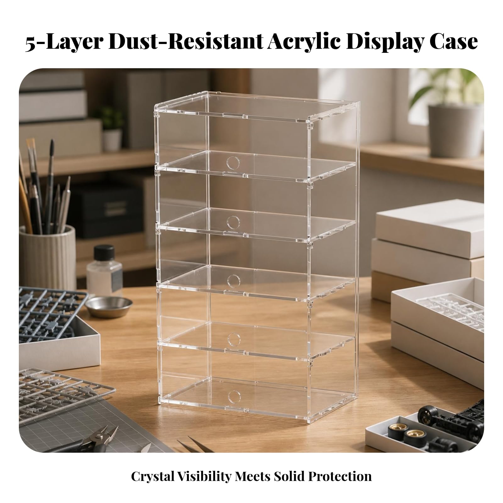 Boîte Présentation en Acrylique Anti-ère Vitrine en Acrylique Compact Présentoir pr nneurs, Étagère , 4 Niveaux
