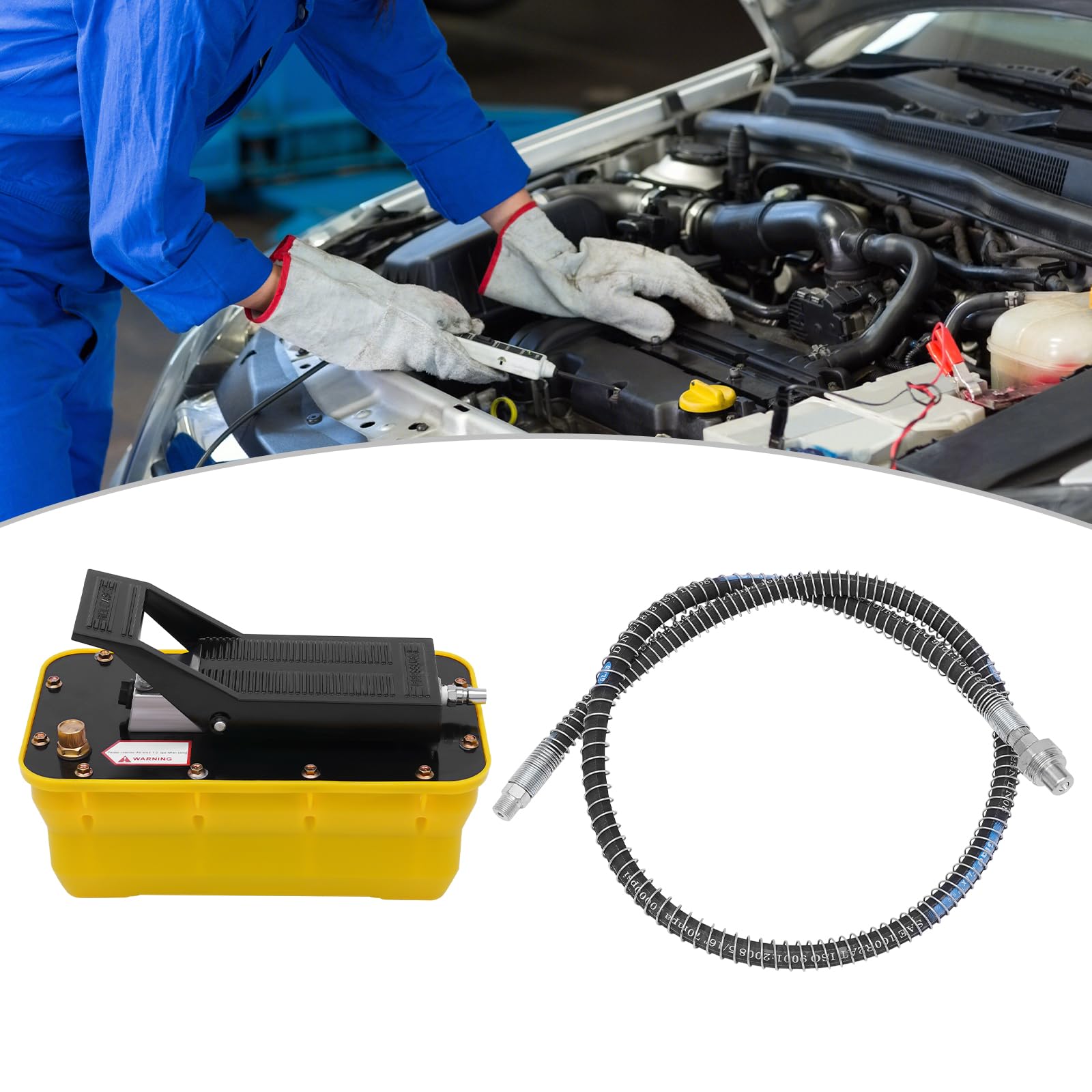 10,000 lbs Air Hydraulic Jack Pump with Rotary Lift, 1/4NPT Air Inlet, 3/8NPT, 2.3L Reservoir, 3 Pedal