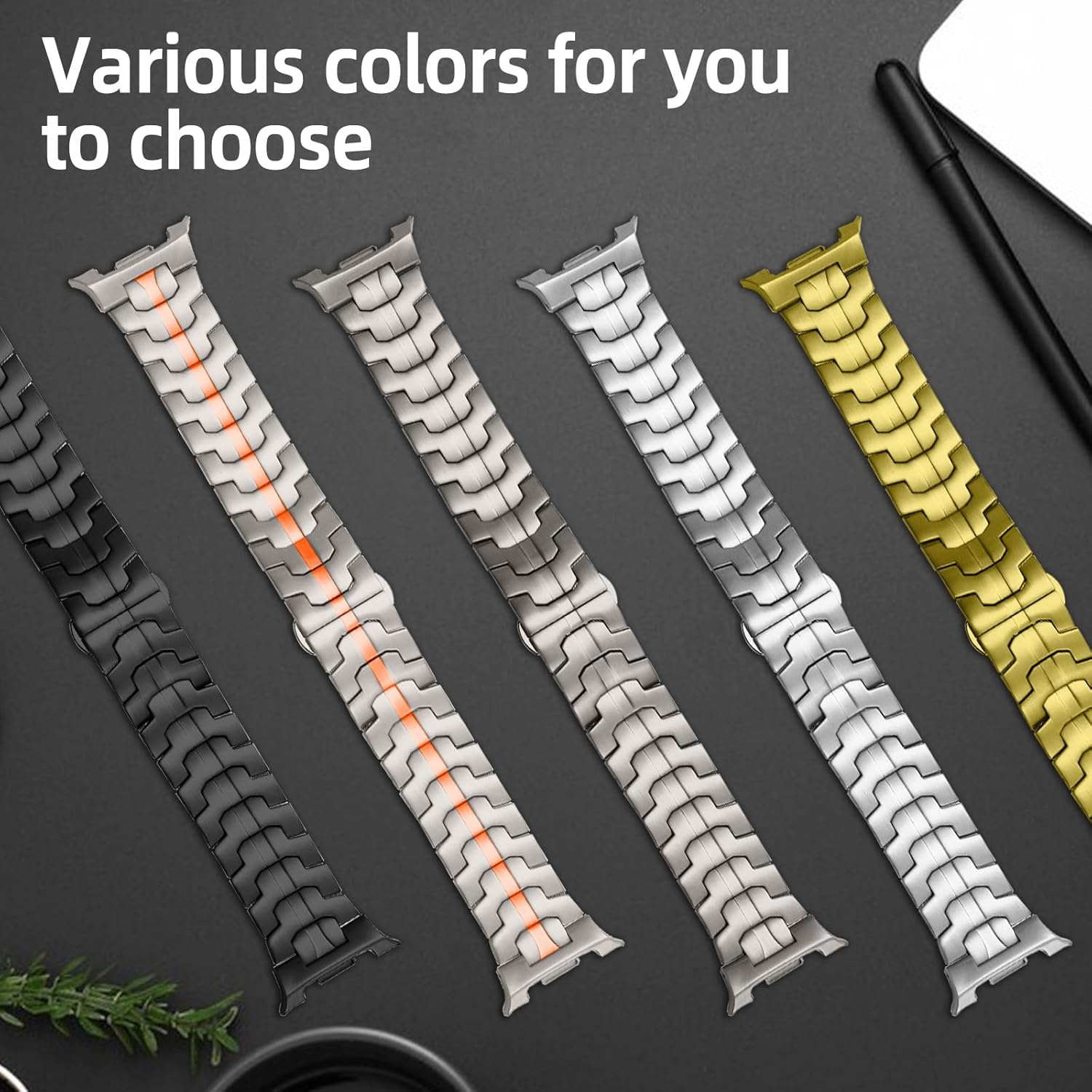 Metal Band for Galaxy Watch 8 44mm/40mm, Stainless Steel Metal Strap, No Gap with Adjustment Tool Replacement Band for Men Women Compatible with Samsung Galaxy Watch 8 Classic 46mm