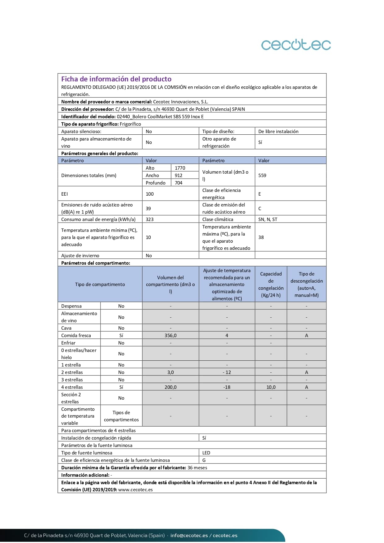 Cecotec Side-by-Side Kühlschrank Bolero CoolMarket SBS 559 Inox E. 559 Liter, Inverter-Kompressor, Total NoFrost, Multi Air Flow, Wasserspender und Display für die sichere Lagerung von Lebensmitteln