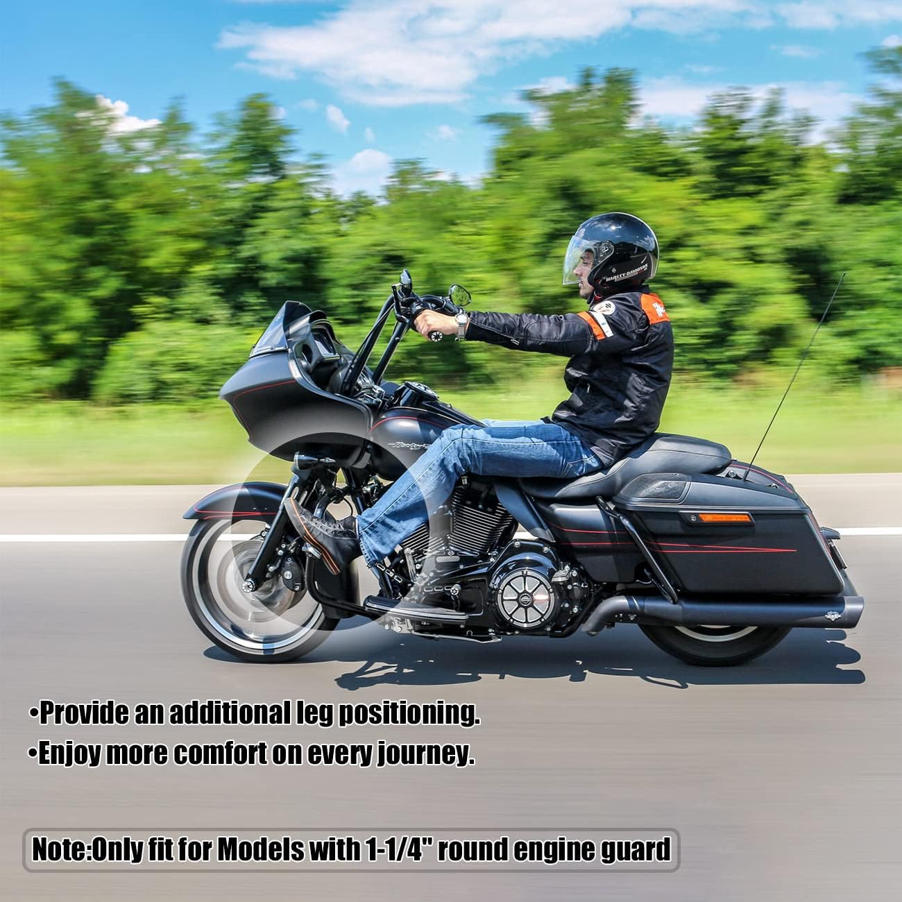 YENHUR 1.25" Highway Pegs Kit,Gloss Black Finsh,Strength Steel Clamps,Extension Arms and Streamliner Pegs Fit for Harley Davidson Electra Glide CVO Street Road Glide Road King Special