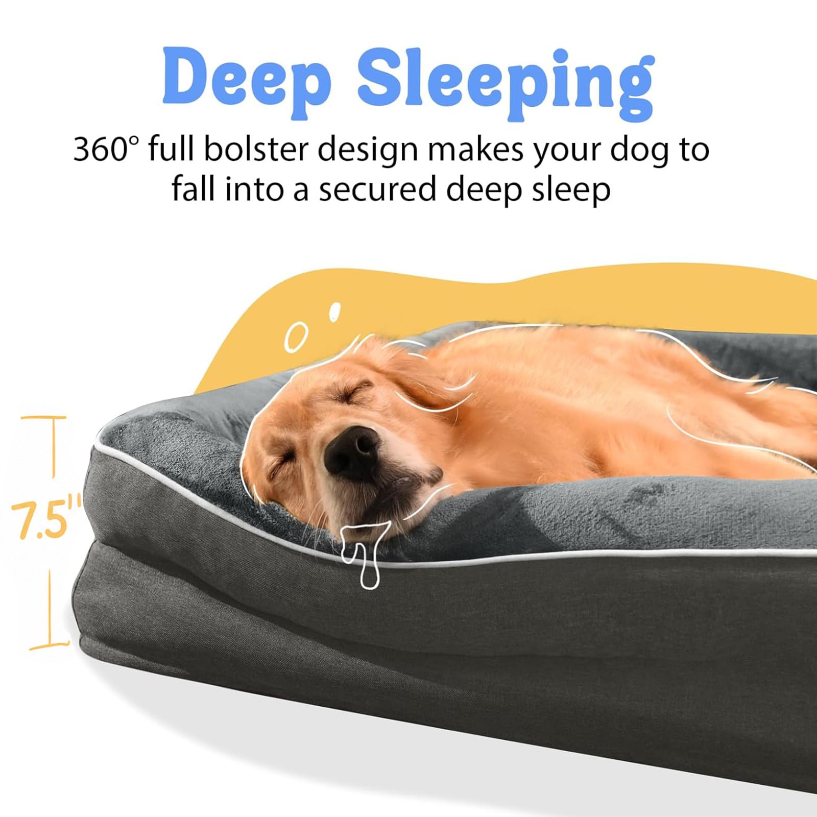 Cama ortopédica Lavable para Perros Grandes, Camas ortopédicas extraíbles de Espuma para Perros con Refuerzos, Cama Grande Impermeable para Perros y Parte Inferior Antideslizante, sofá Cama