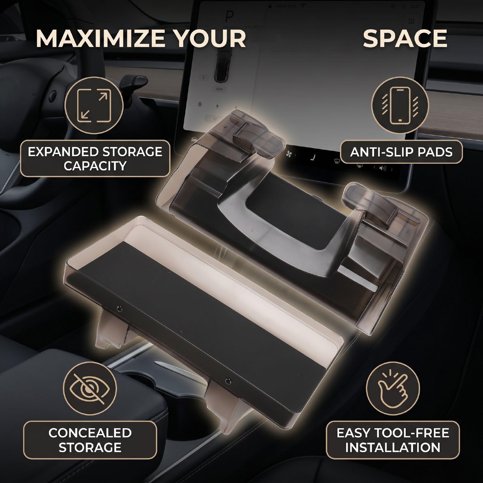 Tbest Vassoio Organizer sotto Schermo, Contenitore con Apertura e Chiusura Magnetica for Scrivania e Monitor | Tappetini antiscivolo in ABS e silicone, ricambio per 3 Y Juniper 2025