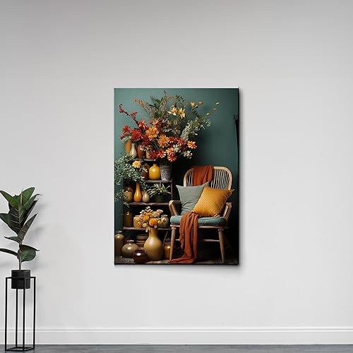 Nature, Plants, prints wall art boho, Minimalist home artwork, Framed Canvas Print Wall Art Abstract Shapes Illustration, Home decor, framed wall