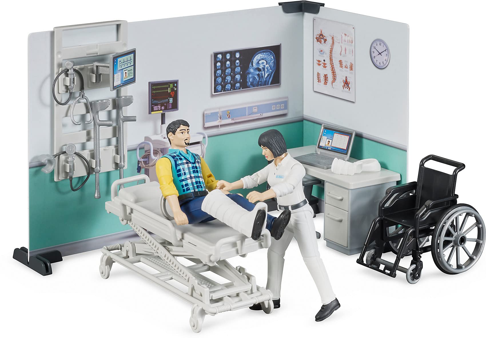 bruder 62711 - infermeria bworld, medico, paziente, attrezzatura medica, paramedico, servizio di soccorso
