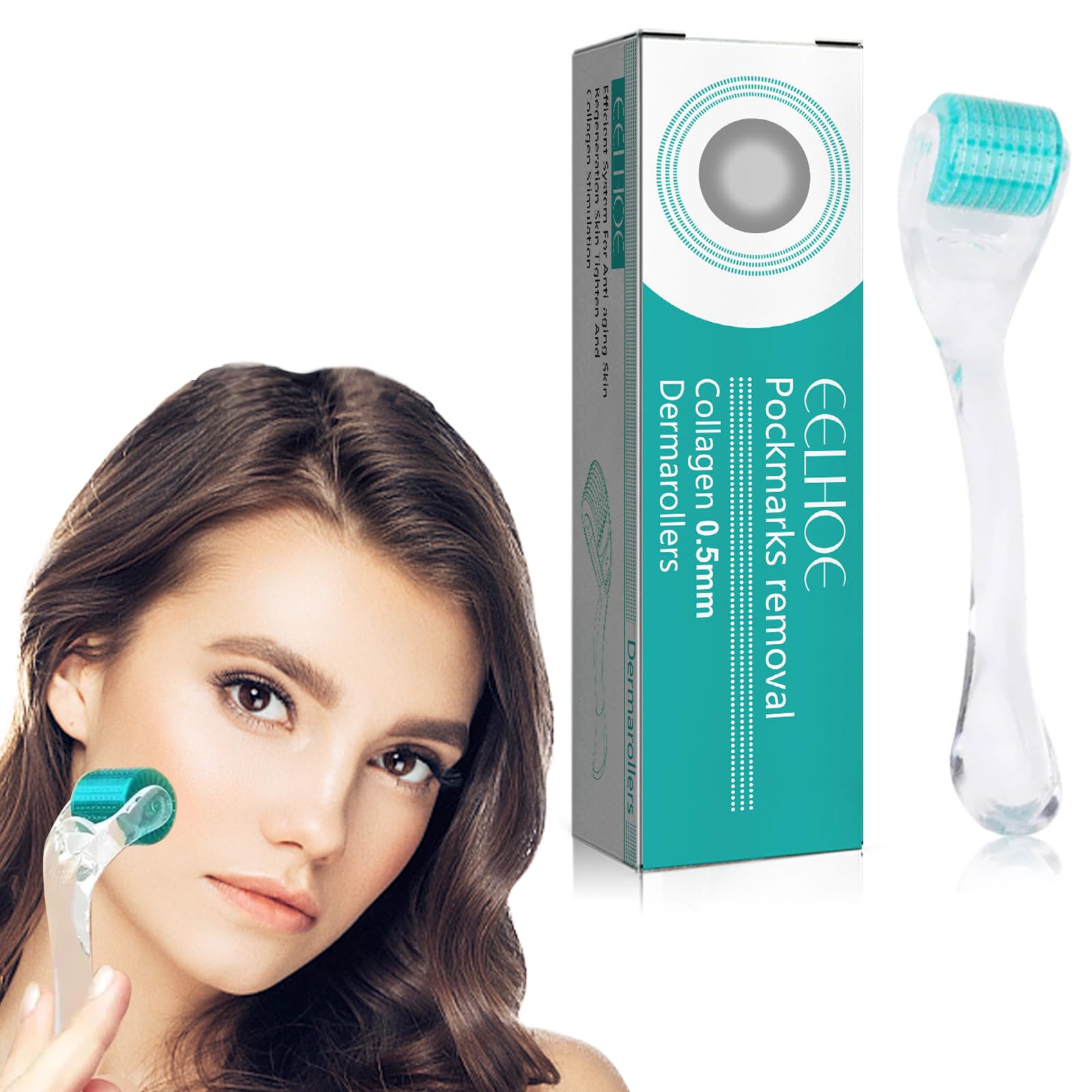 KYNLE 0.5MM Rodillo Facial, Rodillo Barba, Rodillo de Microagujas Faciales, Tratamiento Facial para Mujeres y Hombres para Reducir Las Líneas Finas, Las Arrugas, El Acné y Reafirmar La Piel