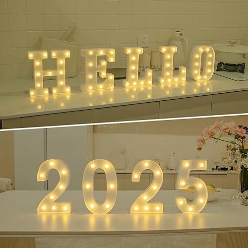 Miniatura 5 de Foaky 26 letras del alfabeto con luces LED, letras que se iluminan, luces de noche, para bodas, fiestas de cumpleaños, funcionan con baterías, luz