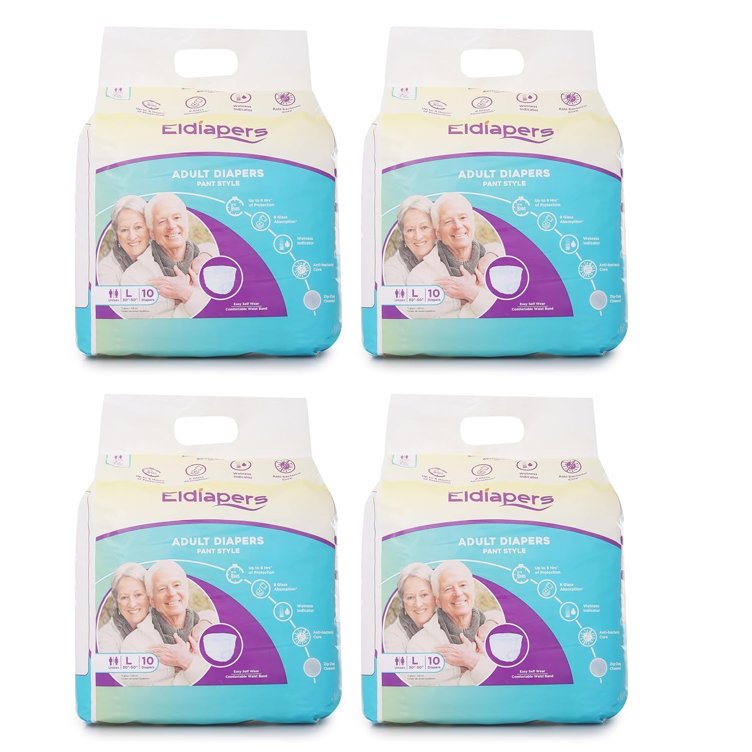 Adult Diaper Pants Style Waist (10 Count) | Leakproof & Absorption-Protection Diaper Pants | Unisex with Wetness Indicator | Overnight Protection-Large, 40-60 inches (Pack of 4)-image-48
