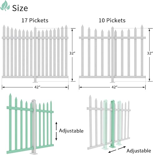 Miniatura 6 de 2 juegos de paneles de valla de estacas de 84 pulgadas de largo x 32 pulgadas de alto, valla de vinilo de PVC blanca para jardín de patio delantero