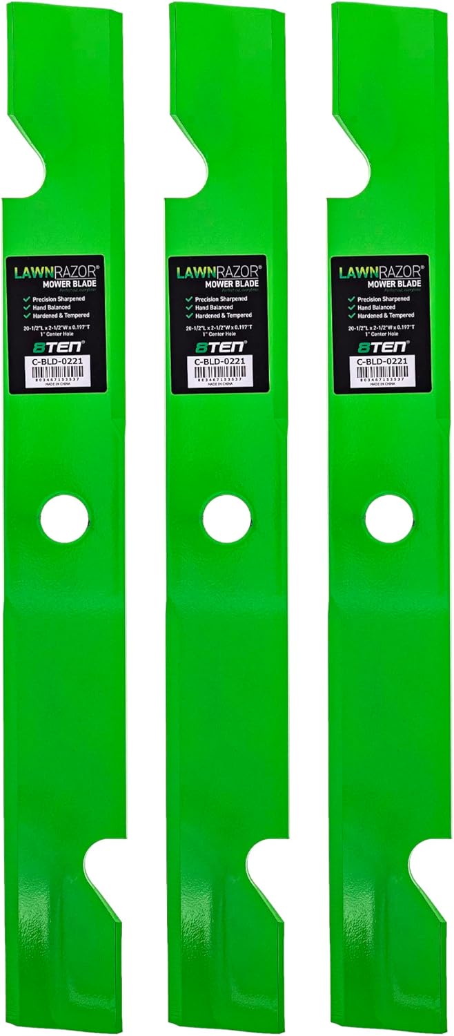 8TEN LawnRAZOR Blade Set for Exmark Lazer Z XP AS E-Series S-Series 60 Inch Deck 103-6403 103-6403-S (High Lift) 3 Pack