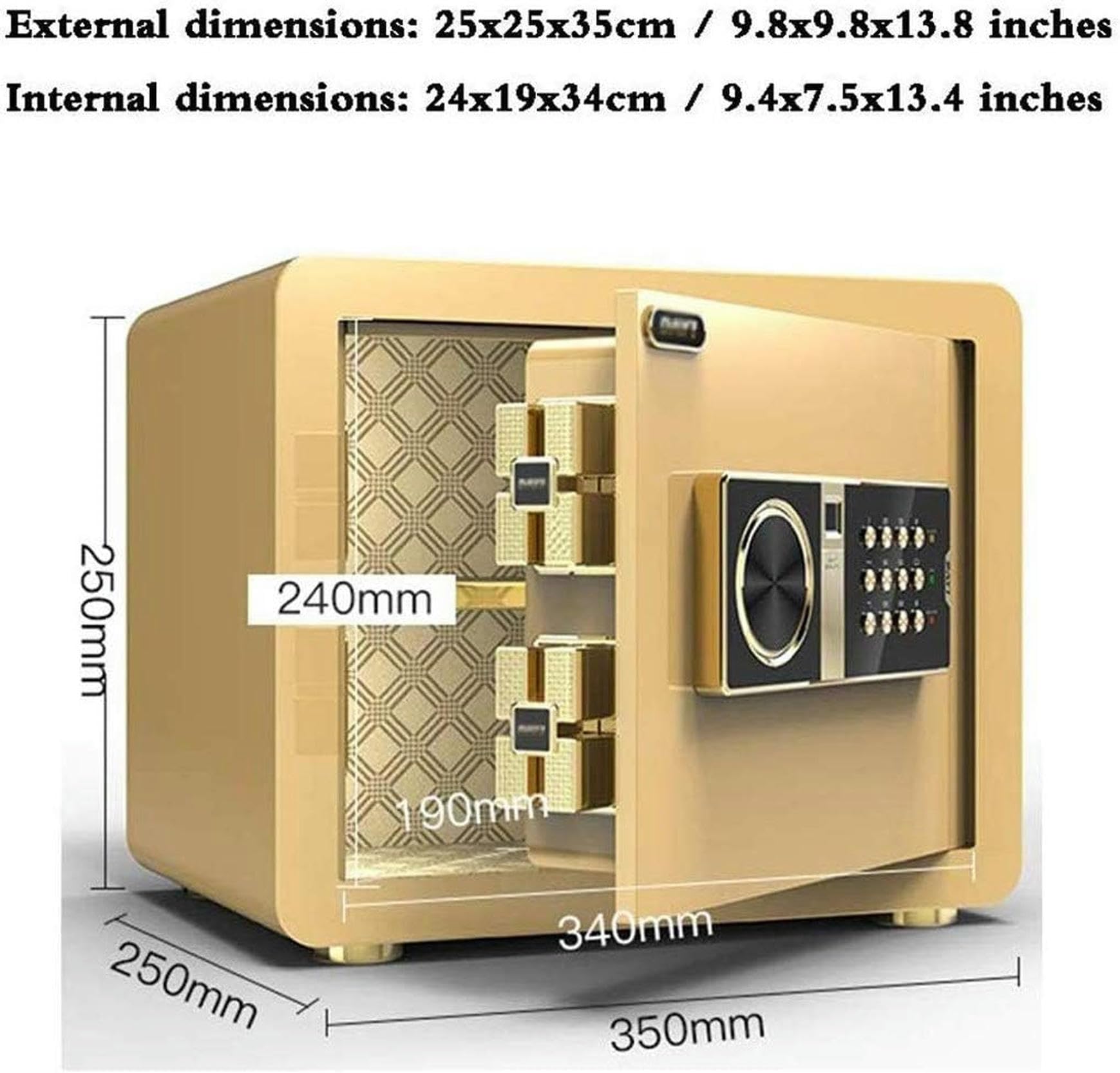 Caja Fuerte Antirrobo Completamente De Acero, Caja Fuerte con Contraseña para Huellas Dactilares, Cerradura Electrónica contra Incendios con Huella Dactilar, Caja De Combinación Digital para El Cerdo