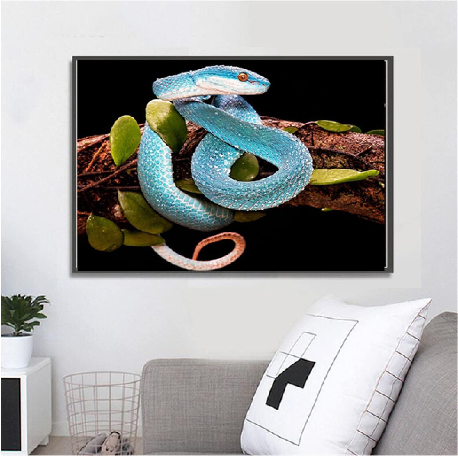 Diamond Painting 5D Diamant Painting Bilder Schlange Diamond Painting Zubehör für Erwachsene Kinder, DIY Diamant Malerei Kits Kristall Strass Stickerei Kreuzstich Wohnwand Dekor Square Drill,70x90cm