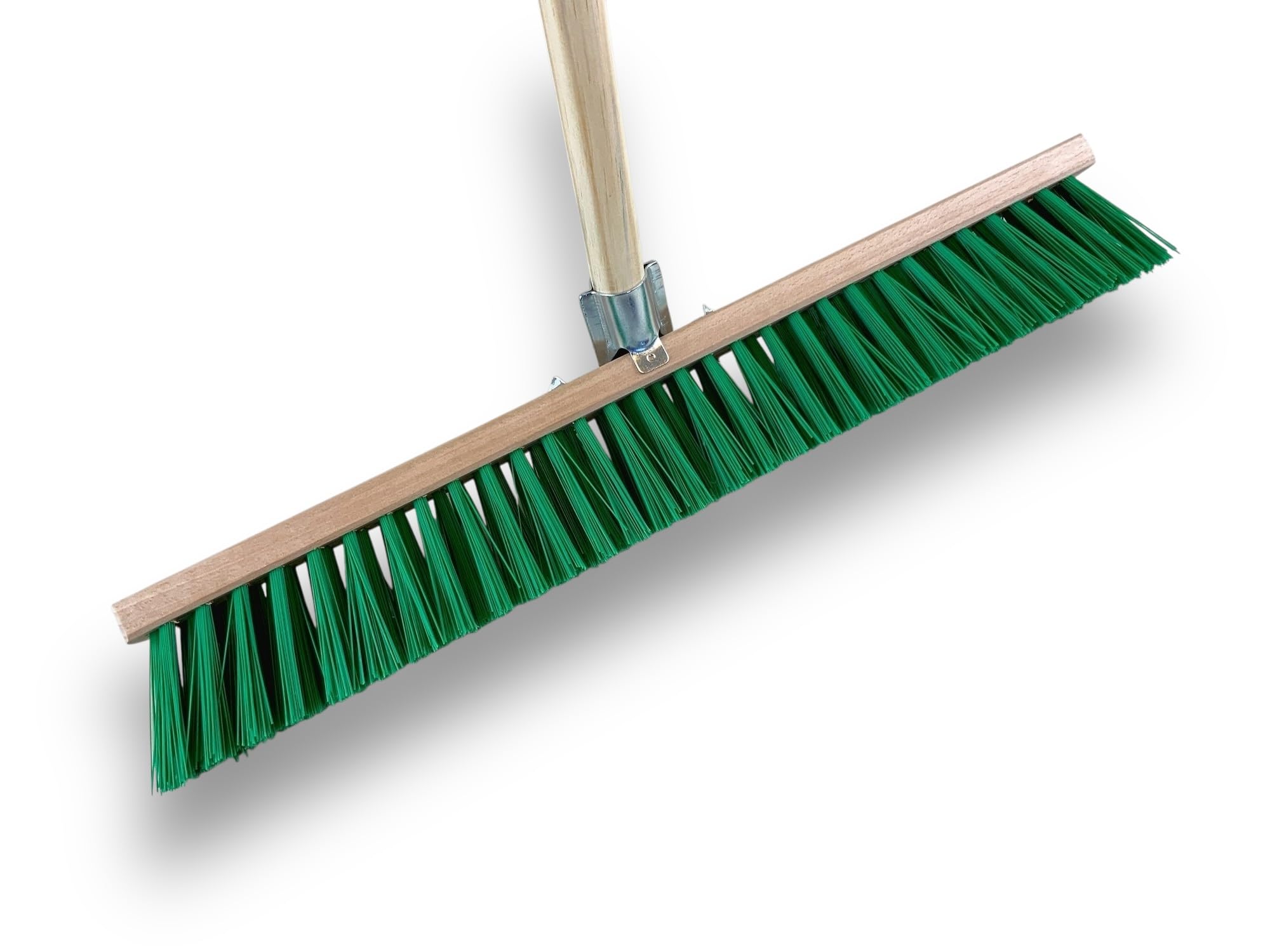 Balai de Jardinage 60 cm Manche Bois 1,40 m Fibre PVC Verte Résistante Sortie 70 mm Kibros VC218M