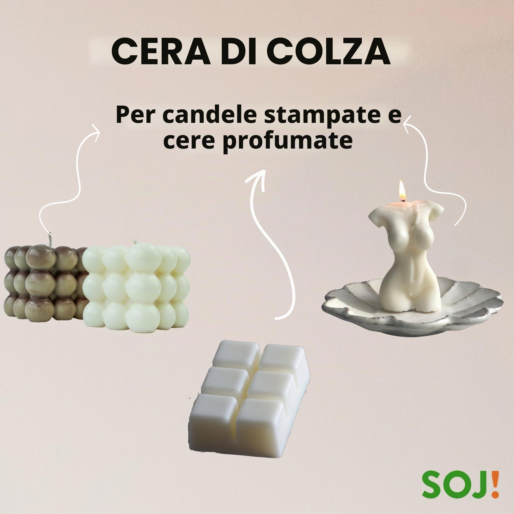 Cera di colza senza OGM per la produzione di candele in stampo, cera per candele (5 kg)
