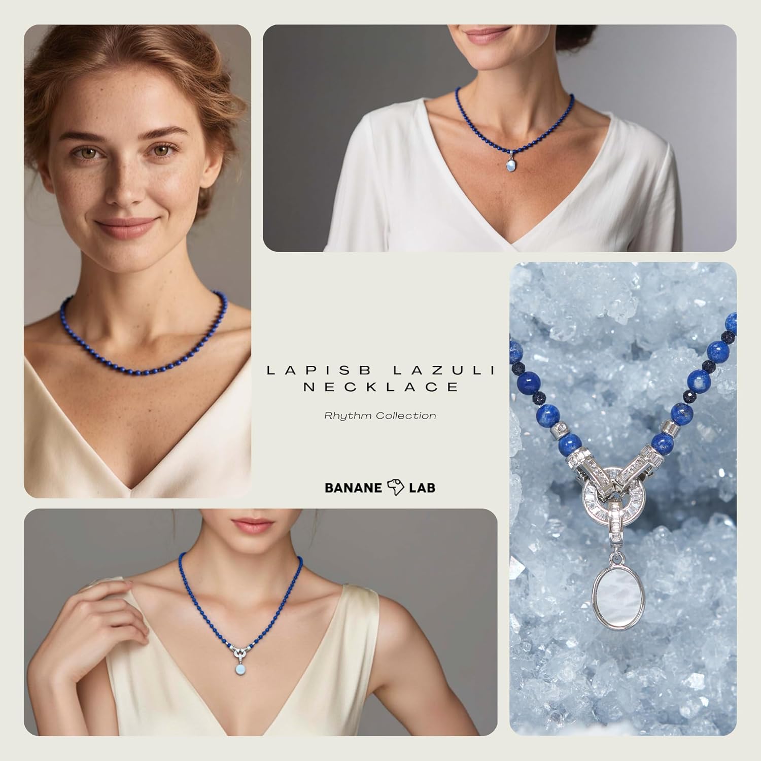 Natural Crystal Stone Beaded Necklace Choker for Women Men, Handmade 4MM Crystal Beads Necklace with Detachable Pendant & Palladium-Plated Clasp, Gifts for Her Him, Available in 4 Lengths