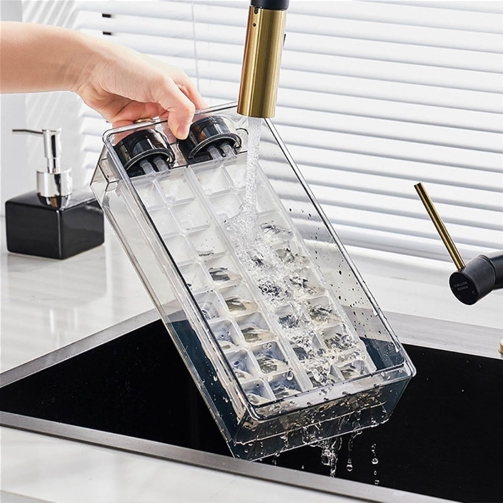 Eiseimer Eiswürfelform, Eisform, große Kapazität, Eisaufbewahrungsbox, Eisaufbewahrungsbehälter for Cocktails, Bier, Wein und Saftgetränke Eiswürfelbehälter(Transparent Gray)