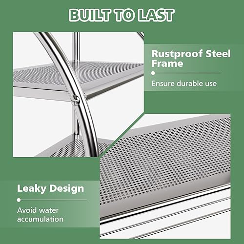 Miniatura 7 de S AFSTAR Estante de baño montado en la pared, toallero cromado de 2 niveles con estantes de diseño de fugas y toalleros, estante de baño cromado