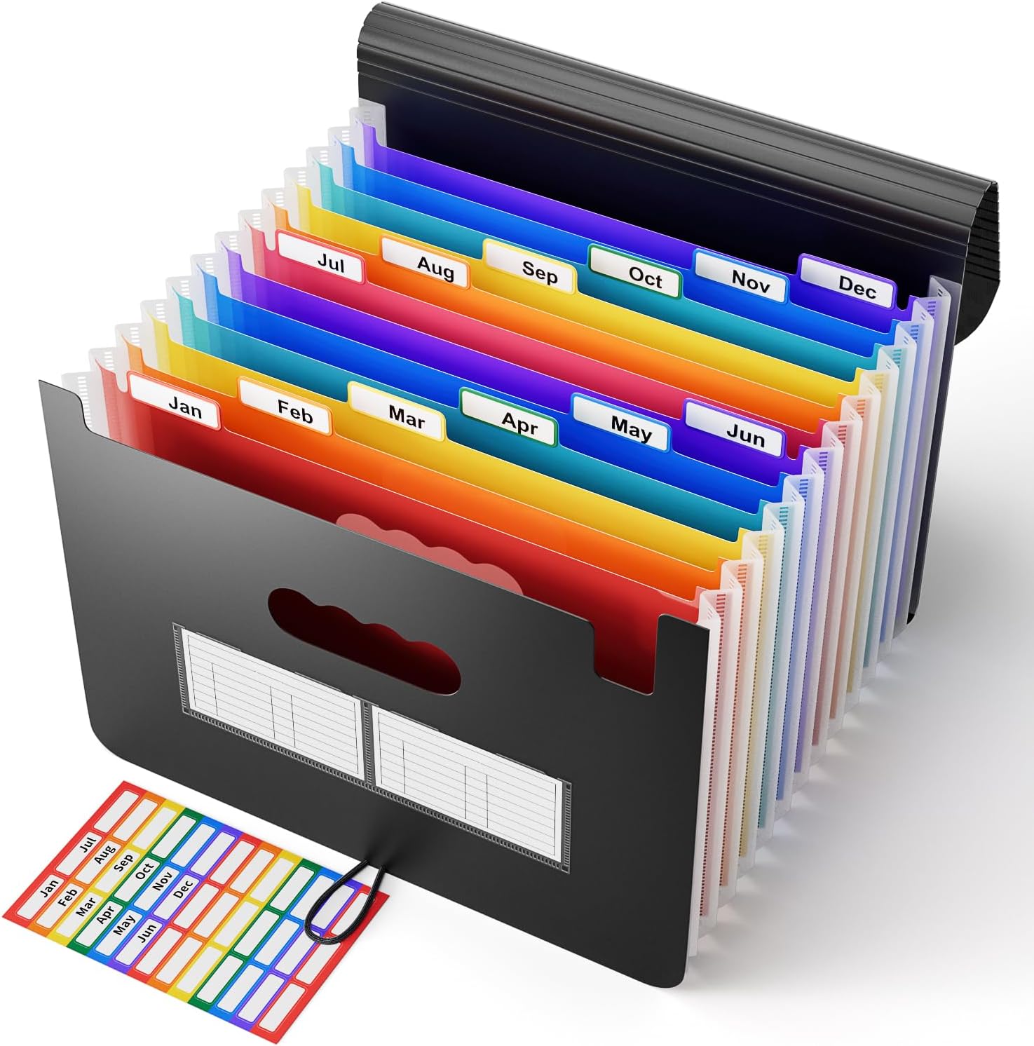 ABC life Accordian File Organizer,13 Pockets Expanding File Folder,Portable Expandable Filing Box,Desktop Accordion Folders,Plastic Colored Paper Document Paperwork Receipt Organizer(A4/Letter Size)