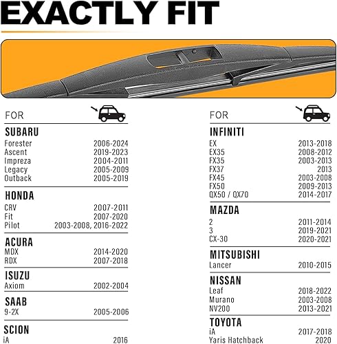 Miniatura 2 de AUTOBOO Repuesto de limpiaparabrisas trasero de 14 pulgadas para Subaru Forester Outback 06-24, Honda CRV 07-11, compatible con Acura MDX 14-17,