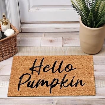 MELODADDY Funny Welcome Doormats with Rubber Back 30"L x 18"W Hello Pumpkin Halloween Autumn Doormat for Entrance Way Indoor Mats for Front Door Porch Patio Decor No Slip Kitchen Rugs