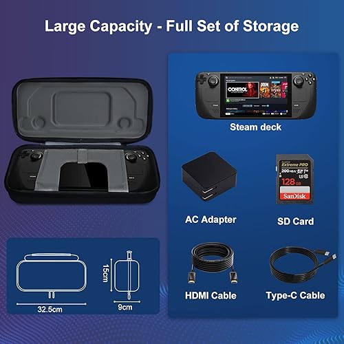 Miniatura 3 de SIKROFEGEN Carrying Case Compatible with Steam Deck, Protective Hard Shell Carry Case Built-in AC Adapter Charger Storage, Portable Travel Carrying