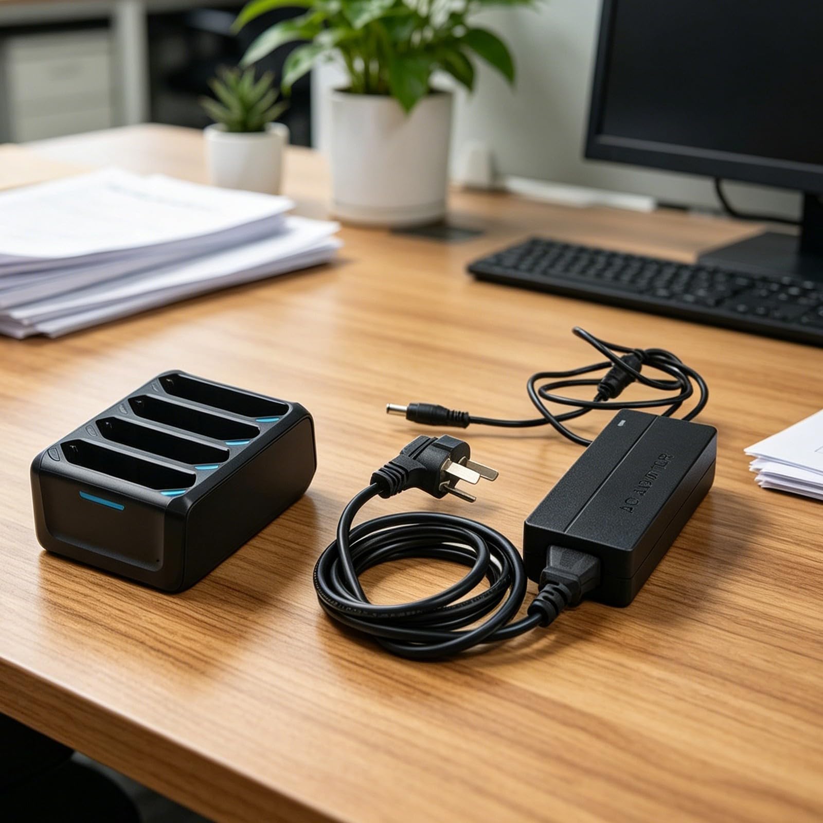 4 ranuras para batería para cargador para Zebra TC70 TC72 TC75 TC77 - Estación de carga rápida con entrada USB-C y CC, indicadores LED para logística de almacén