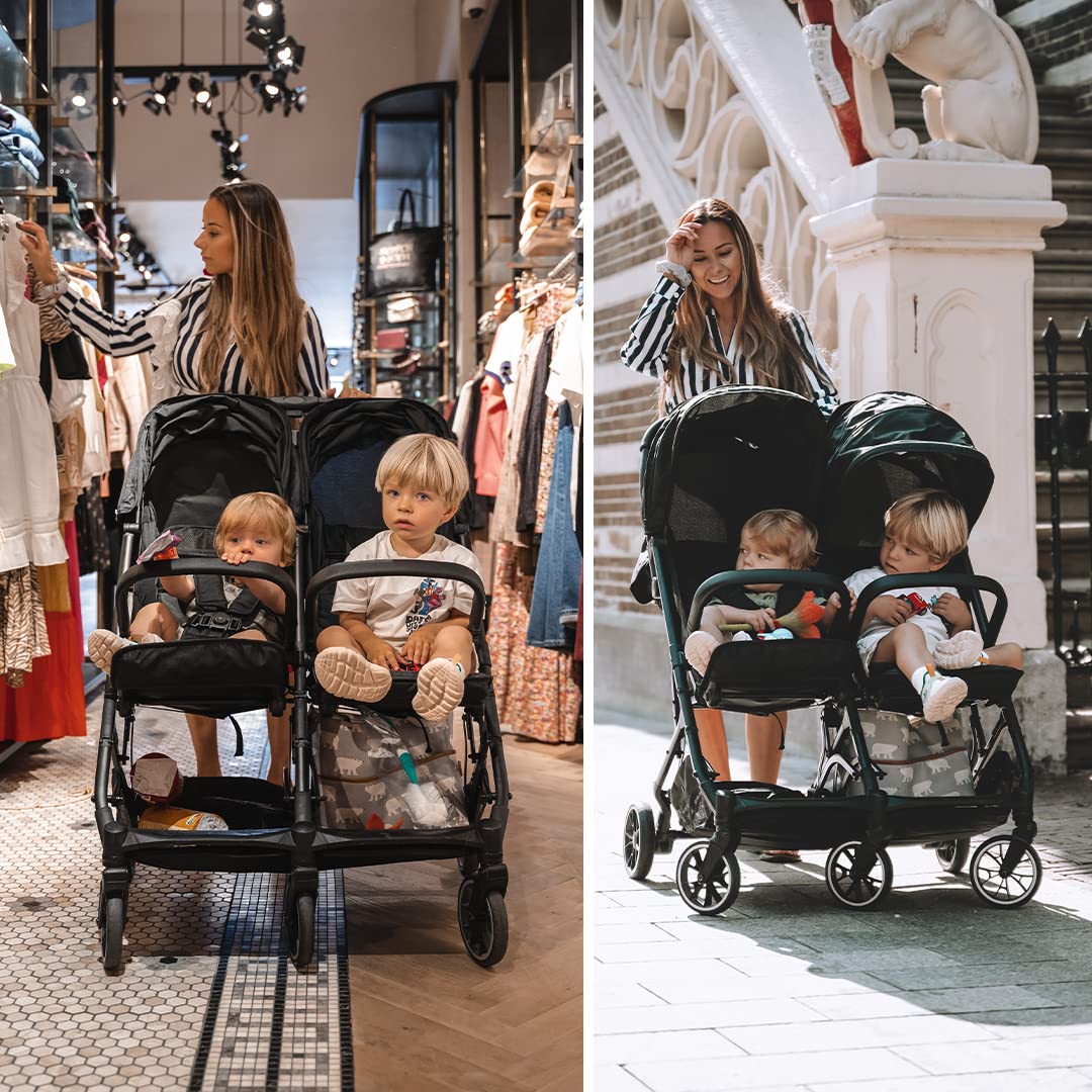 Deryan Rolo X2 Cochecito de bebé - 2 en 1 - pequeño y plegable - desde el nacimiento hasta 4 años - Capacidad por asiento hasta 44 kg - Cochecito infantil plegable - compacto y plegable - Negro