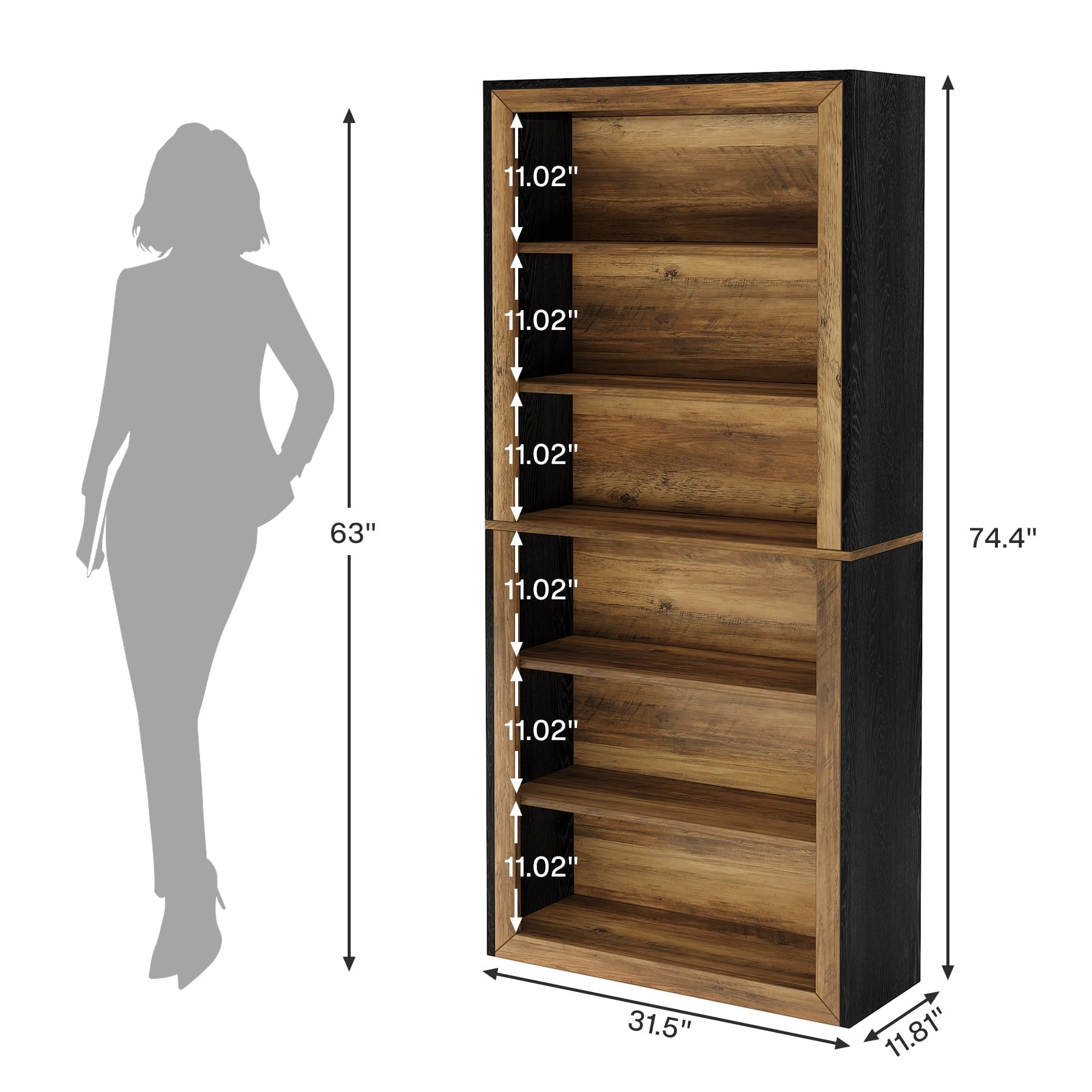 Amazon.com: Tribesigns 74.4'' Tall Bookcase, 7 Tiers Wood Open