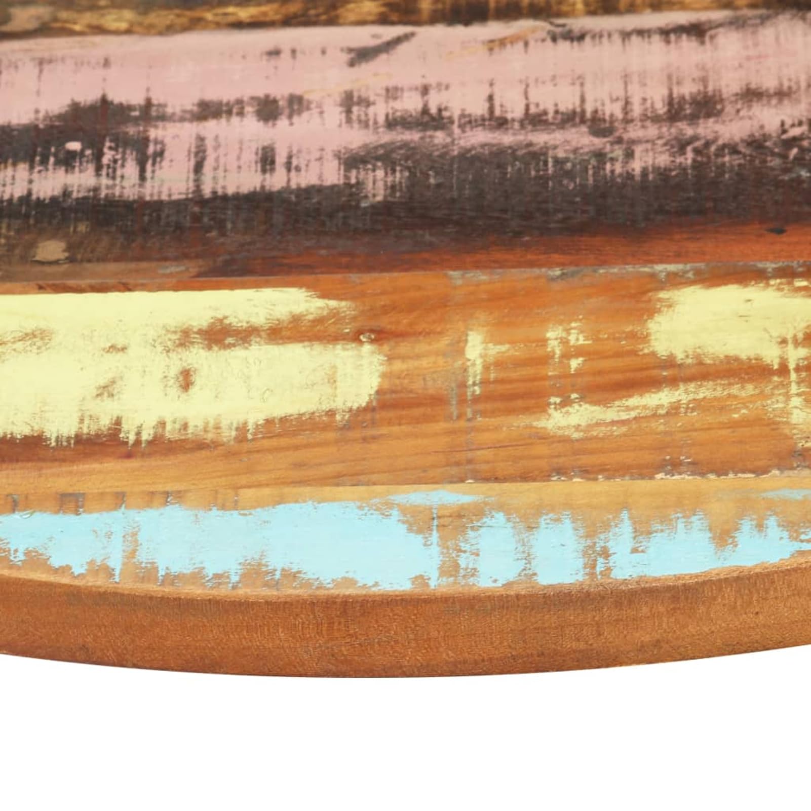 Piano da tavolo rotondo, 50 cm, in legno massiccio anticato, spessore 25-27 mm, lucidato e laccato, uso universale per tavolo da bar, console, comodino