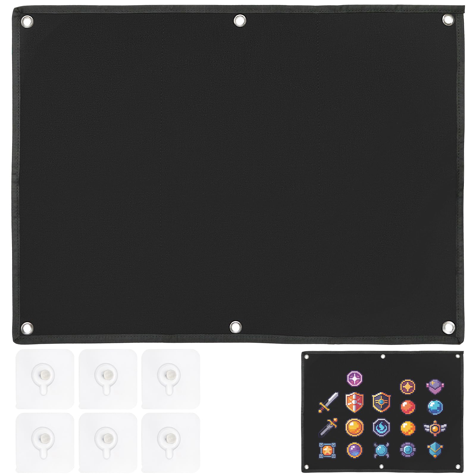 Kletttafel Patches 60x45 cm, Patchwand Klett mit Ösen und Haken, Faltbares Patch Display Board für Abzeichen, Namensschilder und Aufnäher