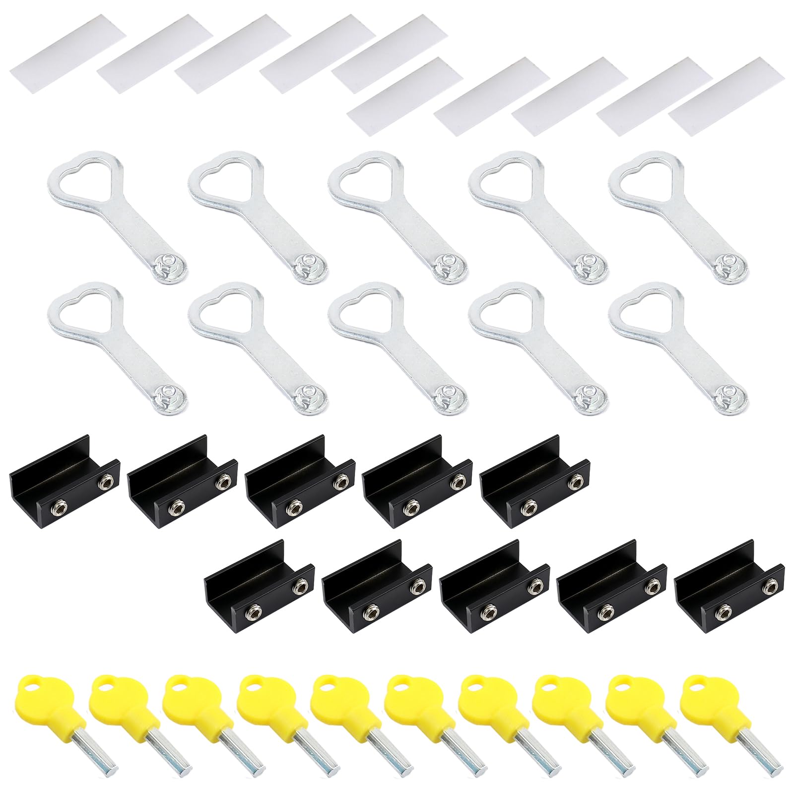 10Pcs Window Security with Adjustable Sliding Window Stops Aluminum Alloy Stoppers Easily Install Door Frame Security with for Home and