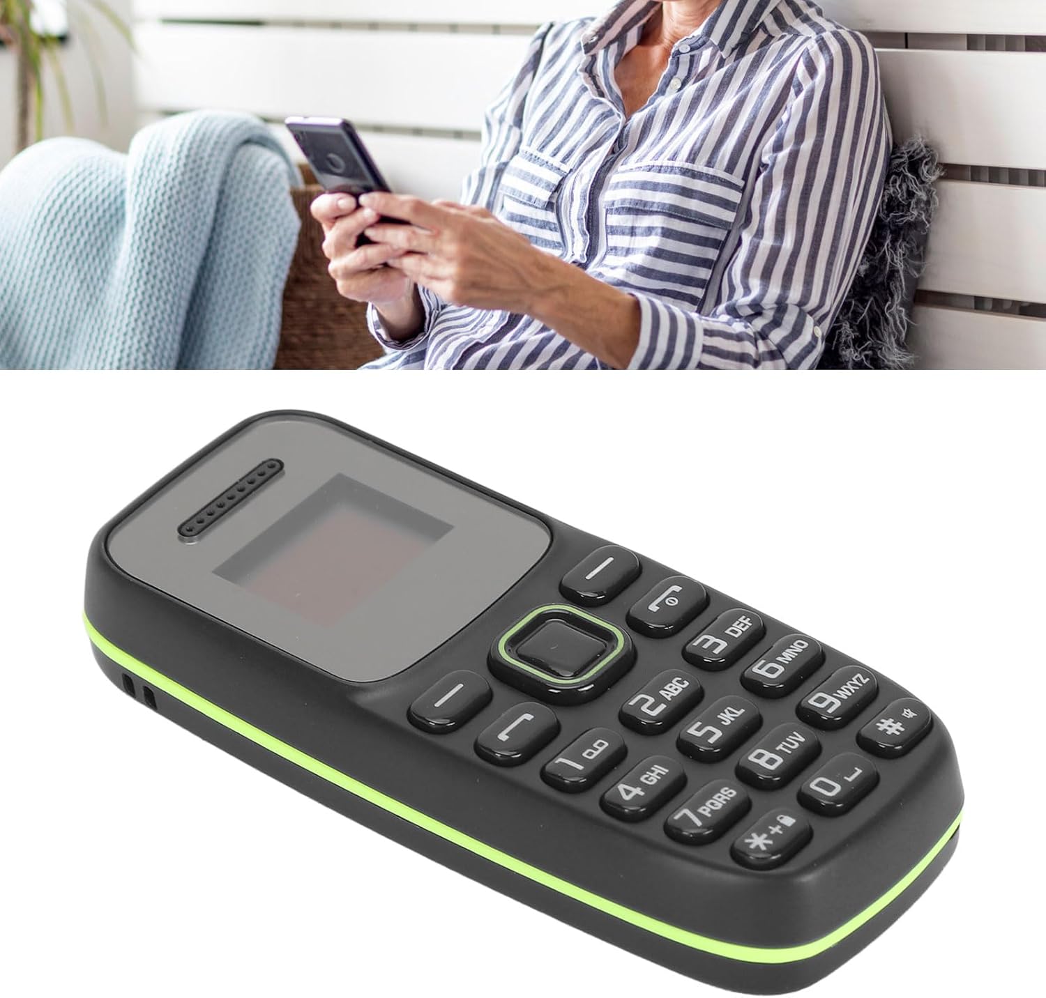 Yunseity 2G Unlocked Mobile Phone, Large Buttons Senior Cell Phone, 0.66 Inch HD Screen GSM Rugged Phone for Elderly, Dual SIM, 380mAh Battery, Speaker (Black)