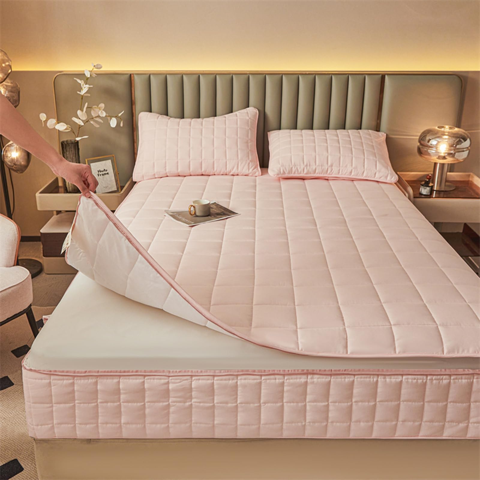 Coprimaterasso trapuntato impermeabile – Dimensioni standard con cerniera 140 x 190 cm antipolvere e rimovibile, massimo comfort e protezione per lo spostamento, adatto per materassi da 150 x 200 + 16