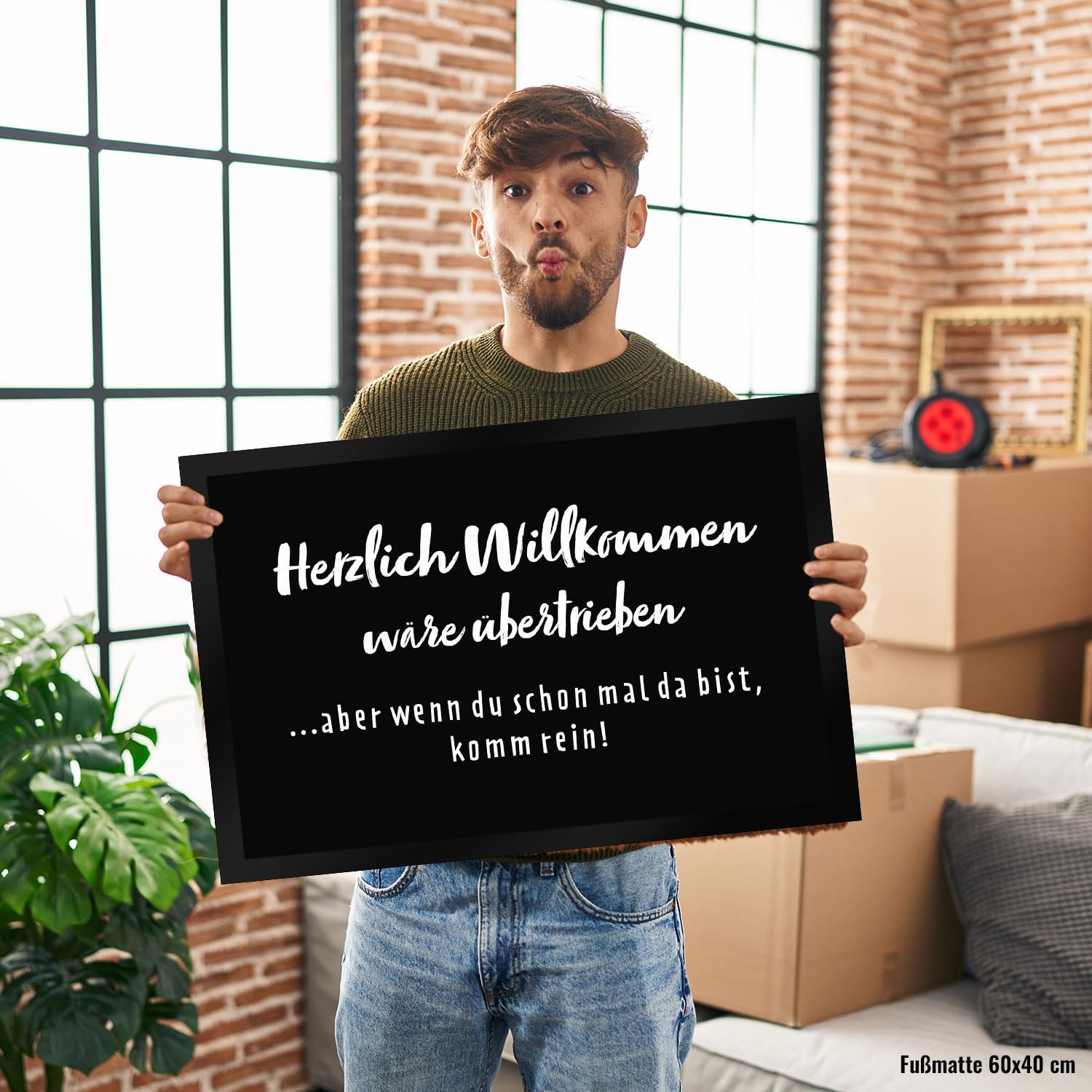 speecheese Herzlich Willkommen wäre übertrieben Fußmatte XXL in 50x75 cm Begrüßung Ironisch Unfreundliche Fußmatte XXL in 50x75 cm für Wohnung Haus Umzug Renovierung