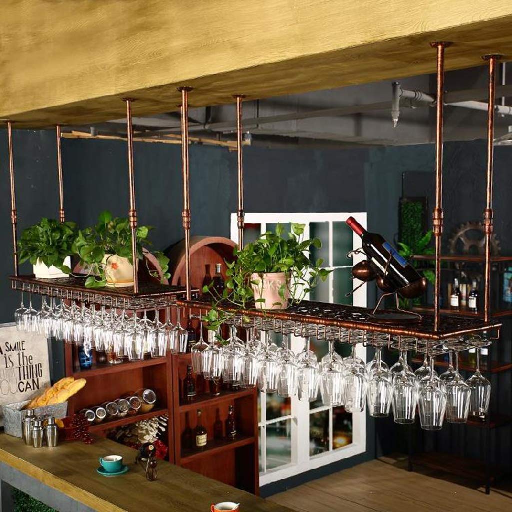 Casier à vin de plafond de cuisine et support verre à pied suspendu noir