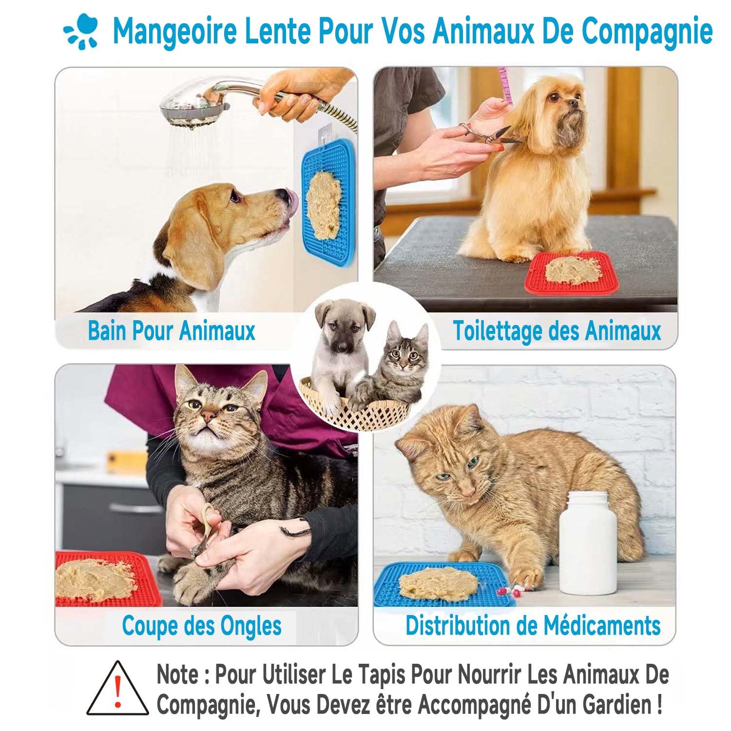 Tapis De Léchage Pour Chien En Silicone - 19x19cm, Avec Ventouses Anti-dérapantes, Pour Distribuer Friandises Ou Pâtée, Facile à Nettoyer
