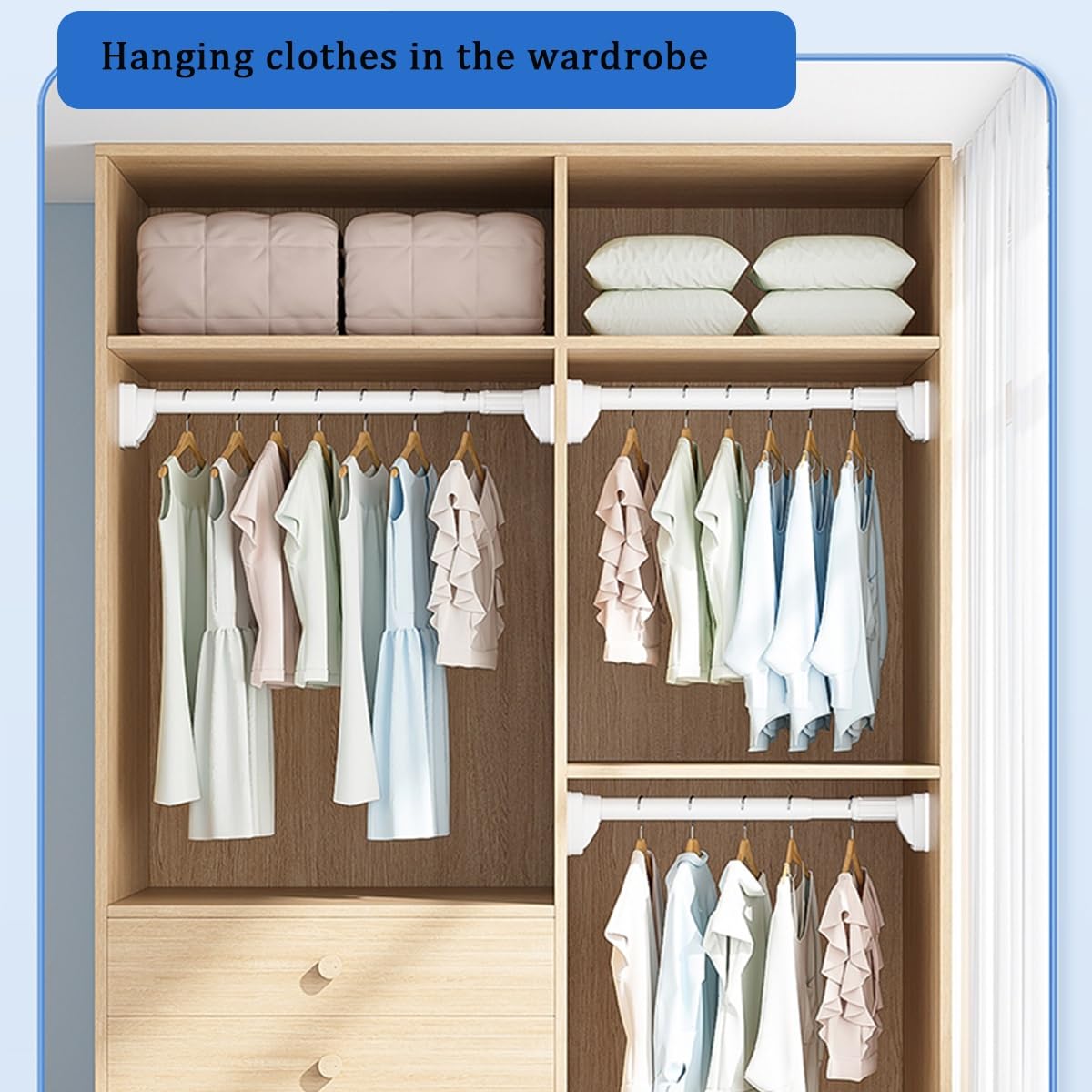 410-500cm Duschvorhangstange Ohne Bohren Zum Klemmen Rostfrei Klemmstange Gardinenstange für Badezimmer und Türrahmen