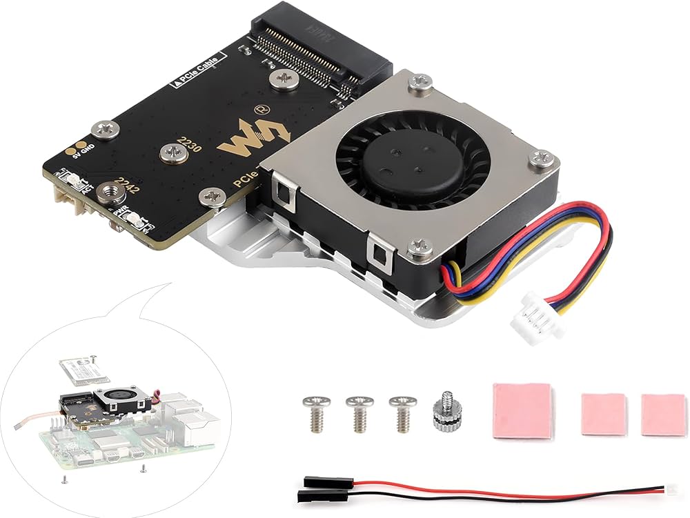 Amazon.com: Pi5 PCIe to M.2 Adapter Board with Cooling Fan for