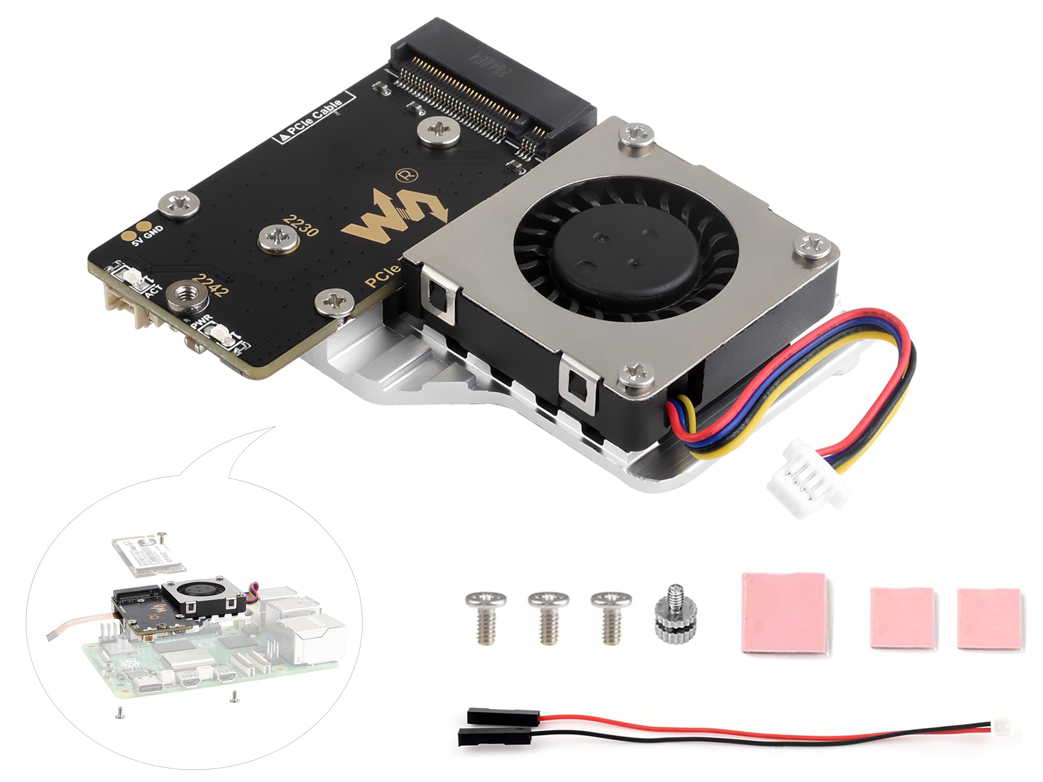 Amazon.com: Pi5 PCIe to M.2 Adapter Board with Cooling Fan for Amazon.com: Pi5 PCIe to M.2 Adapter Board with Cooling Fan for