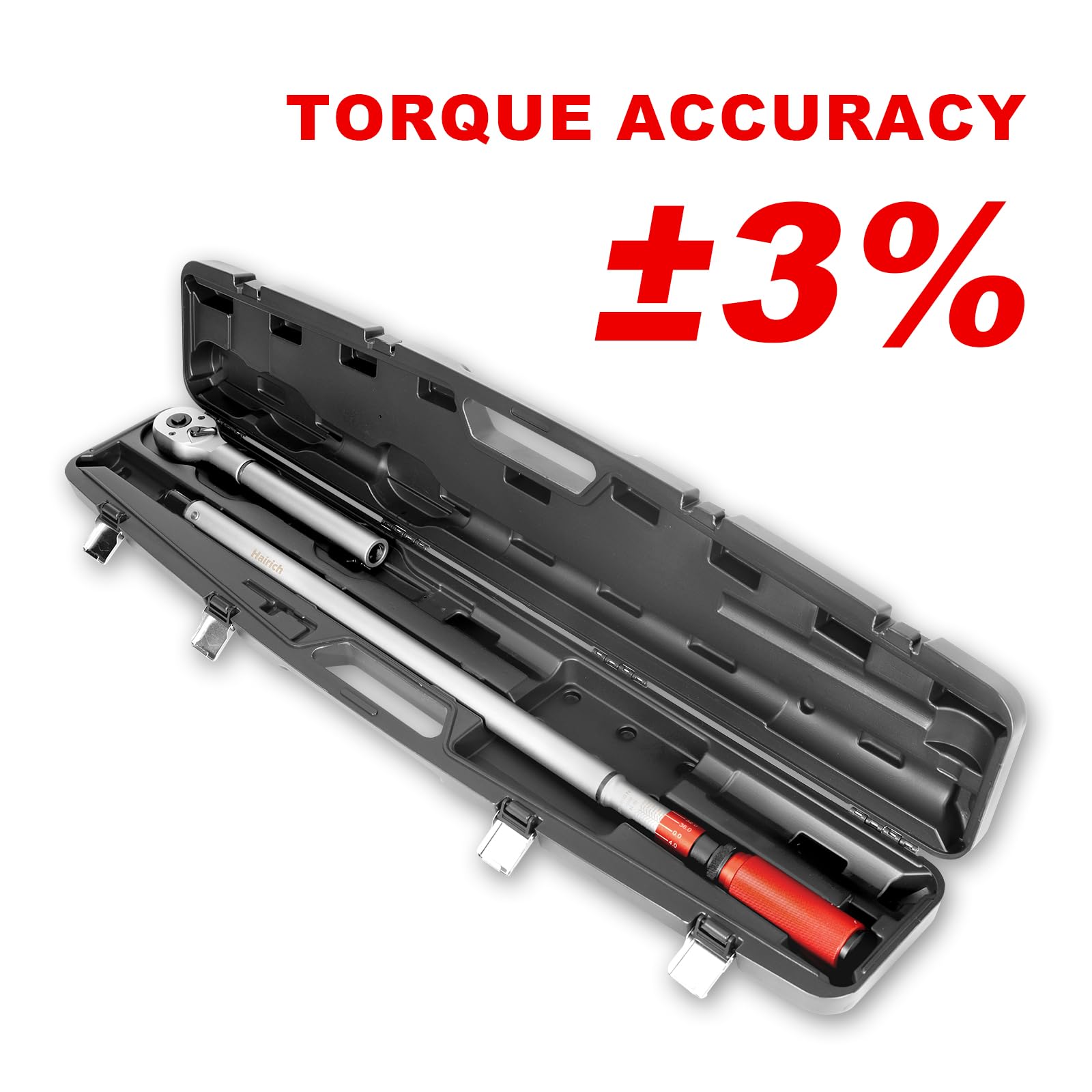 Hairich Chiave dinamometrica 3/4 pollici 200-800 N·m, precisione ±3%, testa a cricchetto a 48 denti, scatola di immagazzinaggio portatile, Torque Wrench per auto, camion e trattore