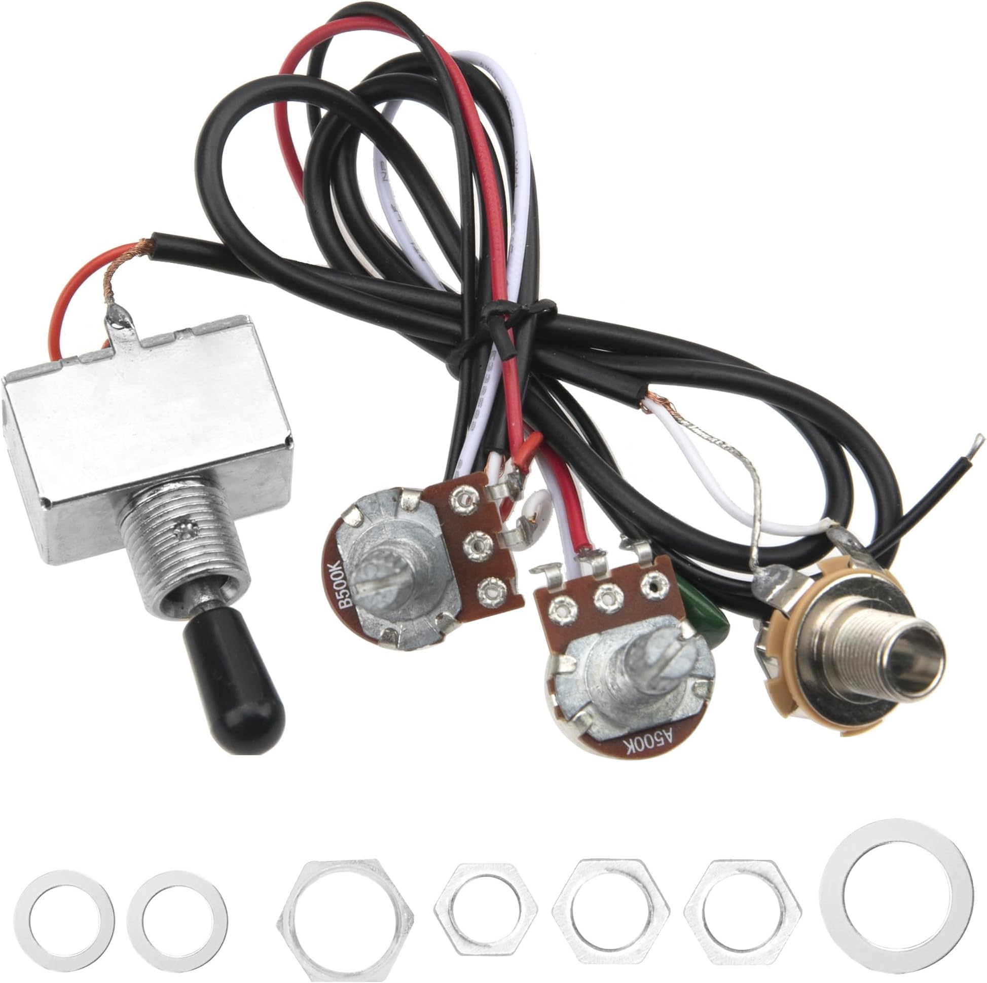 Electric Guitar Wiring Harness Prewired 3Way 1 Volume 1 Tone 3 Way Switch 1V1T 500K Pots Compatible with Les Paul LP Electric Guitar