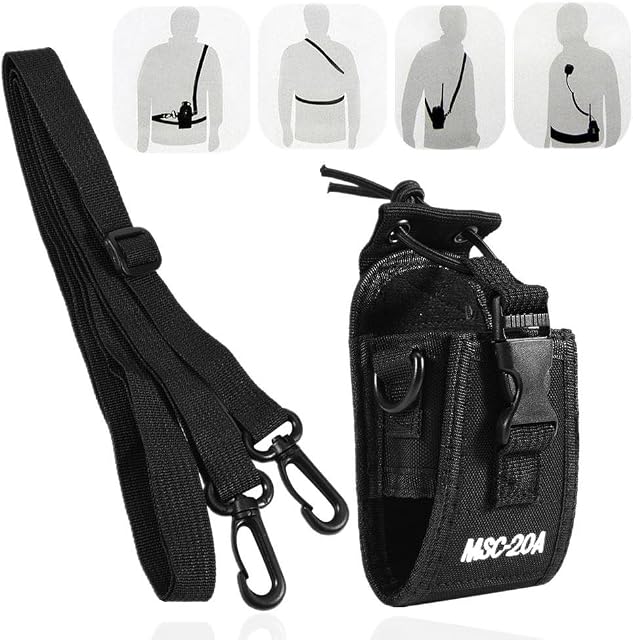 Universal Walkie Talkie Nylon Belt Case Bag with Adjustable Shoulder Strap Two Way Radio Holder Holster Case MSC-20A For Kenwood/ Motorola/ HYT Two-Way Radio