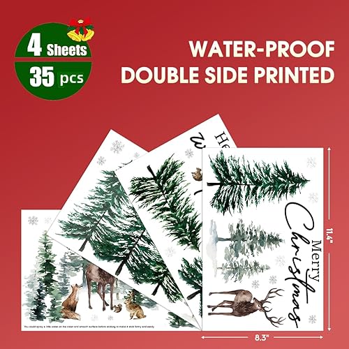 Miniatura 29 de Horaldaily 221 calcomanías de Navidad para ventana, bolas de Navidad, ramas de nieve para el hogar, suministros de fiesta, tienda, ventana