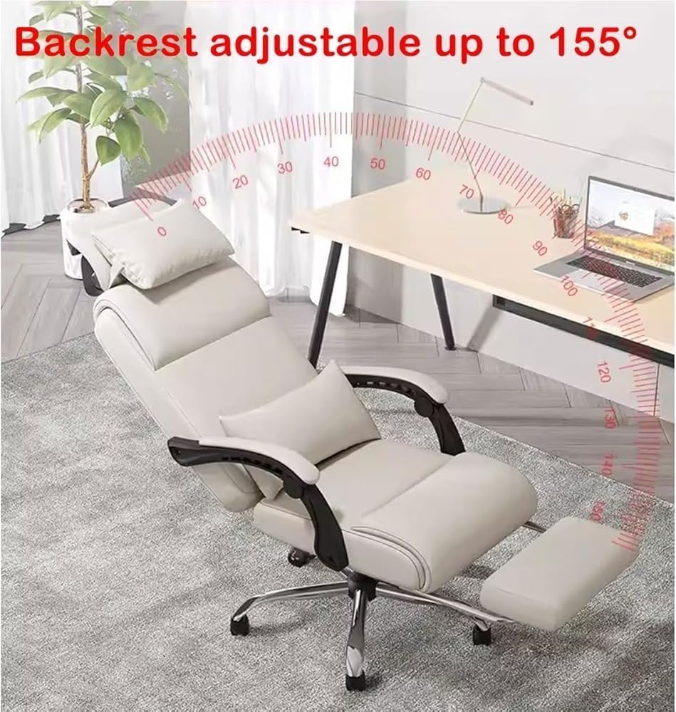 Executive Leather Office Chair Adjustable High Back Ergonomic Computer Desk Chair with Swivel Wheels Arm Leisure Chair for Game Hall Bedroom Workstation(Black)