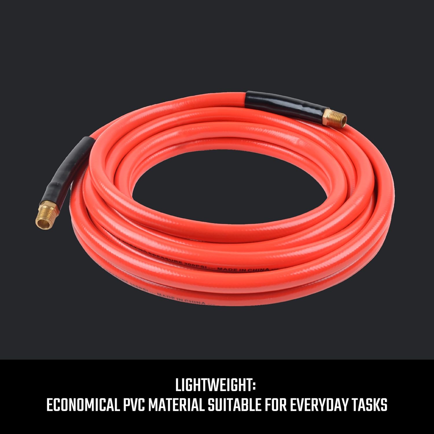CRAFTSMAN 3/8-in x 25-ft PVC Air Hose, 300 PSI, Lightweight, Kink-Resistant with Bend Restrictors, Non-Marring