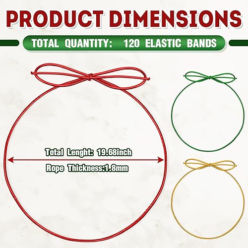Miniatura 2 de Berlune 120 lazos elásticos para cajas de regalo, lazos elásticos con lazos preatados de 20 pulgadas de cinta elástica, cordón elástico, caja de